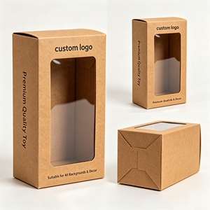 Boîte en carton kraft biodégradable écologique personnalisée avec impression de marque, design pliable pour l'emballage de jouets pour enfants, quatre couleurs - Product Image 3