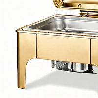 Réchaud de buffet en acier inoxydable doré 6L, ensemble de chauffe-plats carrés de luxe pour dîner et buffet