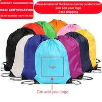 Sac promotionnel personnalisé Polyester Draw String Cinch Soft Backpack 34x42cm Gym Black Drawstring Bags
