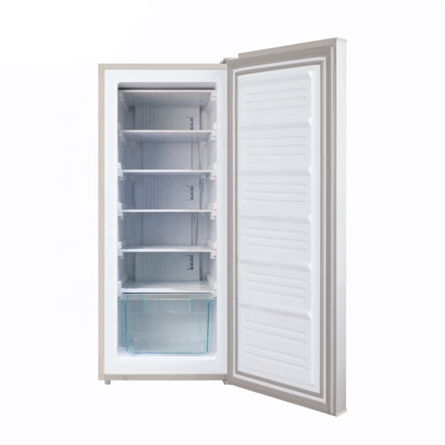 200L Defrost Single Door Upright Freezer Vertical Freezer with Roll Bond Evaporator Shelves for Fast Freezing