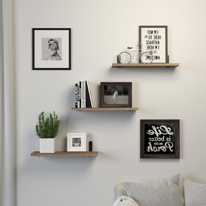 3 juegos de estantes de pared estantes flotantes de madera estante de baño flotante montado en la pared para almacenamiento