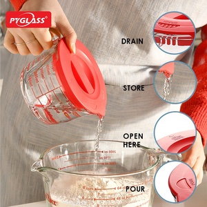 Ensemble de tasses à mesurer en <span class=keywords><strong>verre</strong></span> Pyglass avec couvercles, pichets à mesurer avec poignée, tasses à mesurer pour liquide de nidification pour la cuisine - Product Image 2