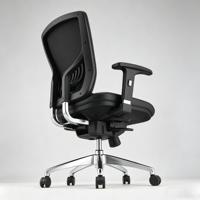 Chaise de bureau ergonomique en cuir à dossier mi-haut avec hauteur de dossier réglable, coussin en PU et accoudoirs 3D pour tâches informatiques