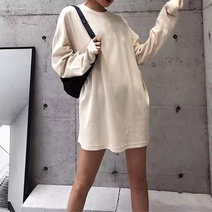 Felpe bianche a manica <span class=keywords><strong>lunga</strong></span> di design di alta qualità nuova per le signore logo personalizzato cotone girocollo oversize <span class=keywords><strong>felpa</strong></span> da donna - Product Image 2