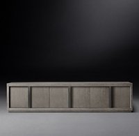 Meuble TV Rhoohill personnalisé pour salon, en bois massif, 6 portes, style vintage américain, console multimédia longue en bois