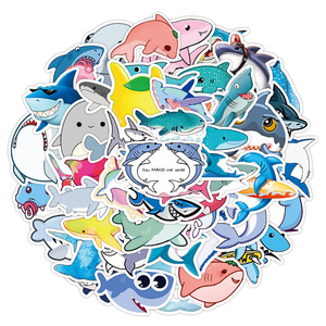 Penjualan terlaris kartun hewan Koleksi stiker lucu hiu dekorasi Desktop stiker tahan air - Product Image 2