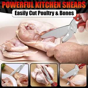 Ciseaux à poulet Liberhaus en métal, lames dentelées antidérapantes, verrou de sécurité, outil de découpe de viande et de volaille - Product Image 5