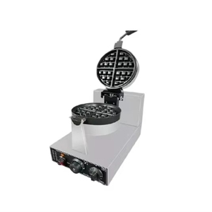 Machine à gaufres ronde à tête unique rotative commerciale en acier inoxydable avec revêtement antiadhésif pour café<span class=keywords><strong>s</strong></span> et restaurants occidentaux - Product Image 1