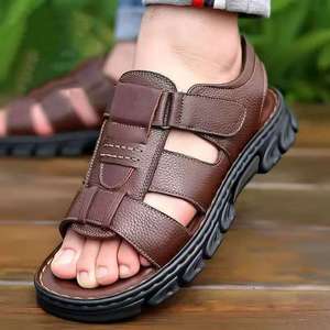 Sandalias de Playa para Hombre, de Cuero Genuino, con Suela de TPR, Resistentes al Desgaste, Antideslizantes, Impermeables, Ligeras y Transpirables - Product Image 2