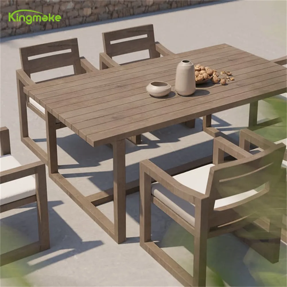Moderno tavolo da pranzo interno esterno di alta qualità e sedia in legno di Teak Hotel giardino Set di mobili da giardino