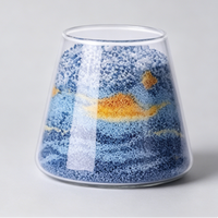 Bougie d'art sablé en verre superposé, avec cire perlée colorée, motif paysage marin coucher de soleil, faite à la main, pour décoration intérieure, cadeau, Diwali, bars, vente en gros