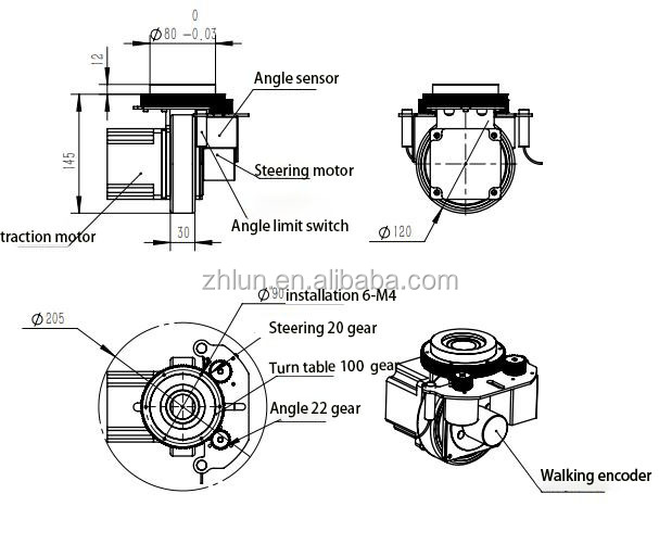 ZL-145 Agv Mini Steering Wheel Material Handling Equipment Parts small omni wheels