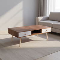 Table basse moderne convertible en bois durable pour salon, accessoires en panneaux de bois robustes pour meubles de maison