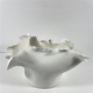 Exquisite White Ceramic <b>Vase</b> Matt Glaze Europe Style <b>Unique</b> Flowing Petal Design for Home Decoration Modern Abstract Handmade - Product Image 3