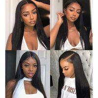 Fermeture frontale complète 13x4 en dentelle, cheveux humains, raides soyeux, de l'oreille à l'oreille, raie libre, pré-épilée avec baby hair, couleur noir naturel