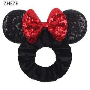 Accessori per Capelli Classici e alla Moda per Bambine, Elastici con Fiocco in Paillettes Pastello e Orecchie di Topolino - Product Image 3
