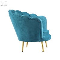 Fauteuil moderne en acier inoxydable doré, forme de fleur verte, fauteuil d'appoint, club, velours, salon, accent, canapé individuel