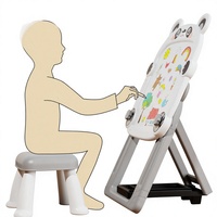 Tableau de dessin pliable double face pour enfants, tableau blanc magnétique effaçable avec chaise pour la maison et la maternelle