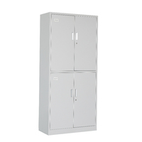 Armoire de rangement de bureau en acier à 4 portes et double niveau avec serrures à clé individuelles