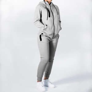 <span class=keywords><strong>Ensemble</strong></span> pantalon de jogging et sweat à capuche avec logo personnalisé en molleton sérigraphié avec fermeture éclair complète survêtements pour hommes - Product Image 3
