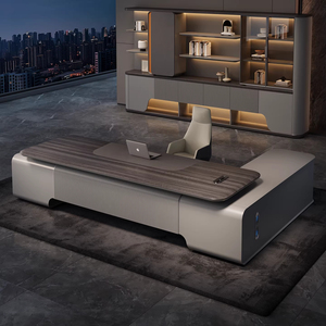 Top Modern Design E1 MDF Luxury Boss Desk L-Shape Executive Leather <strong>Office</strong> <strong>Table</strong> Furniture for CEO <strong>Office</strong> - Product Image 2