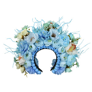 Accesorio para el Cabello Hanfu de Dongchen Crafts, Diadema de Flores de Seda Roja de 36 cm de Ancho para Accesorios de Fotografía de Bodas - Product Image 5