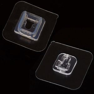 Waterproof Eco-Friendly 2-Pack <b>Hanging</b> <b>Hook</b> Removable Double-Sided Adhesive Plastic Solid Transparent Wall Mounted Sticky Tools - Product Image 4