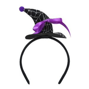 Bandeau chapeau de sorcière noir pour Halloween, accessoire de cheveux réglable en satin pour enfants, accessoires de costume de fête - Product Image 5