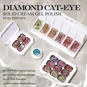 Vente en gros de Palette d'ombres à paupières en gel avec diamants crème solide pour yeux de chat OEM Nail Art Salon Private Label Glitter Gel Nail Polish - Product Image 2