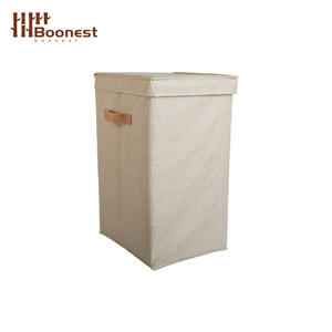 <span class=keywords><strong>Panier</strong></span> à <span class=keywords><strong>linge</strong></span> en <span class=keywords><strong>tissu</strong></span> haut avec couvercle 35*30*55cm, <span class=keywords><strong>panier</strong></span> de rangement <span class=keywords><strong>pliable</strong></span> texturé en lin avec poignée latérale pour chambre et salle de bain OEM - Product Image 2