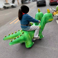 Vente directe usine : Dinosaure animatronique électrique musical en fibre de verre et acier, jouet à chevaucher pour enfants pour parcs d'aventure intérieurs/extérieurs