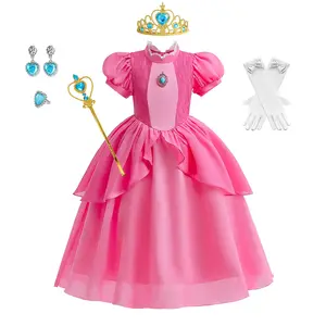 Hot Sell Girl Halloween Christmas Party Carnival Children Girl Pink Princess Dress Up Super Girls Costume
