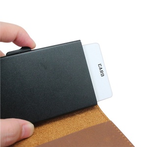 Credit Card <b>Holder</b> RFID Blocking <b>Wallet</b> Slim <b>Wallet</b> Crazy Horse Leather Aluminum Automatic Card <b>Holder</b> for Airtag - Product Image 5