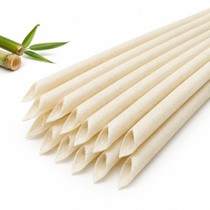 Custom Logo Compostable Bamboo Fiber Sharp Straws Biodegradable Angled Tip Straight Drinking Straw for Boba Tea Cafe Takeaway - Product Image 3