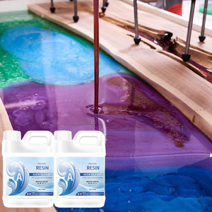 Kit de résine époxy bicomposante liquide non sécrétante à durcissement rapide 1 kg, rapport de mélange 1:1, pour bijoux DIY, tables rivière et sols - Product Image 1
