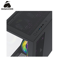 AntarcChill Black Mid Tower Steel Computer Chassis Side Panel Window Dual Compartment MicroATX Support 360 Radiator USB3.0 Ports