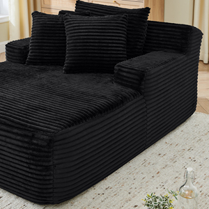 Corduroy Convertible Lounge <b>Sofa</b> <b>Bed</b> Set No Assembly Required Fluffy Modern Design with Memory Foam Filling - Product Image 4