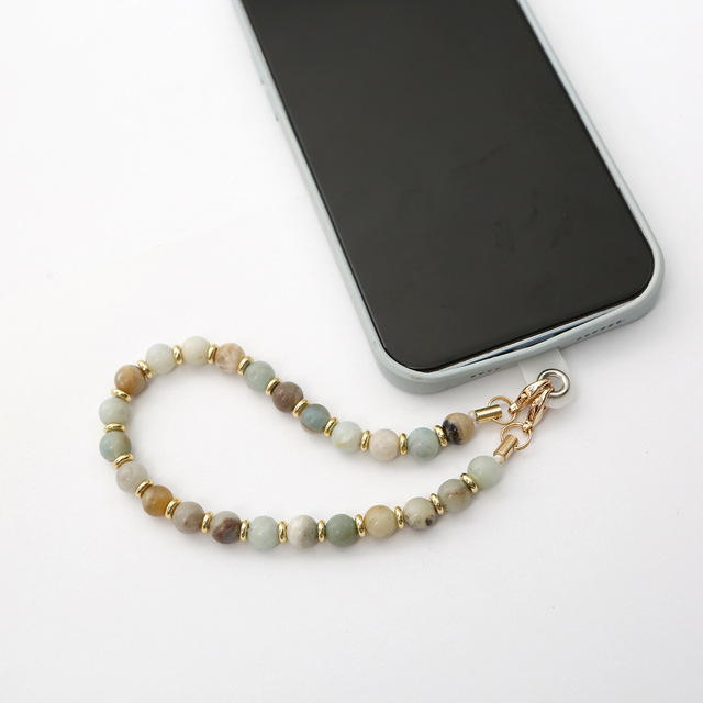 New Amethyst Obsidian Beads Cell Phone Lanyard Chain Tiger Eye Rose Quartz Natural Stones 18k Gold Plated Carabiner Keychain