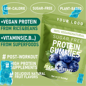 OEM blueberry Korea jelas Vegan Biotin <span class=keywords><strong>Protein</strong></span> tinggi Sans Sucre Gummies untuk kulit rambut dan kuku kolagen dalam kemasan - Product Image 2