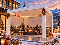 Gazebo extérieur en aluminium blanc avec chauffage et éclairage LED, gazebo permanent pour patio par temps froid