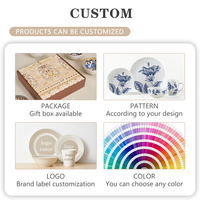 Vaisselle en céramique nouvellement conçue avec des ensembles de vaisselle à motifs d'assiettes florales vertes pour un usage quotidien