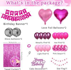 Decoraciones Rosas <span class=keywords><strong>para</strong></span> Fiesta <span class=keywords><strong>de</strong></span> <span class=keywords><strong>Cumpleaños</strong></span>, Pancarta <span class=keywords><strong>de</strong></span> Feliz <span class=keywords><strong>Cumpleaños</strong></span> <span class=keywords><strong>para</strong></span> Mujeres y Niñas, Pompones <span class=keywords><strong>de</strong></span> Papel, Fondo con Flecos, Guirnalda <span class=keywords><strong>de</strong></span> Estrellas, Globos <span class=keywords><strong>de</strong></span> Princesa - Product Image 2