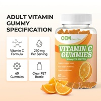 Gummies à la vitamine C 250 mg, soutien du système immunitaire et antioxydant, complément alimentaire en gummies, OEM ODM