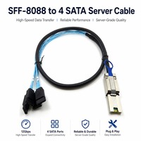 Câble répartiteur Mini SAS 26P SFF-8088 vers 4 SATA 24 Gbit/s, en cuivre étamé, blindé, flexible, pour extension de serveur système RAID