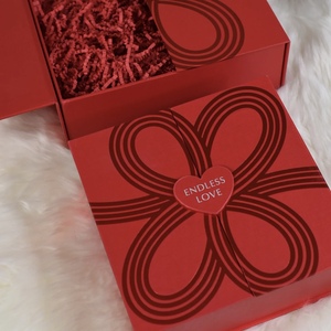 Custom Handmade Red Rigid <b>Box</b> Square Shape UV Printed Custom Logo Endless Love Heart Design Magnetic Closure Gift Packaging - Product Image 1