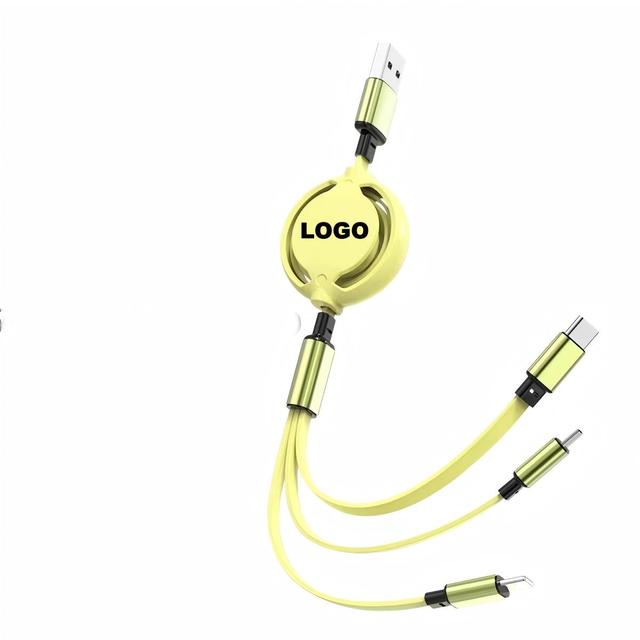 Wholesale OEM Retractable 1.2 Meters Silicone 3in1 USB Cable for Mobile Phones and Smart USB Type-C Cable