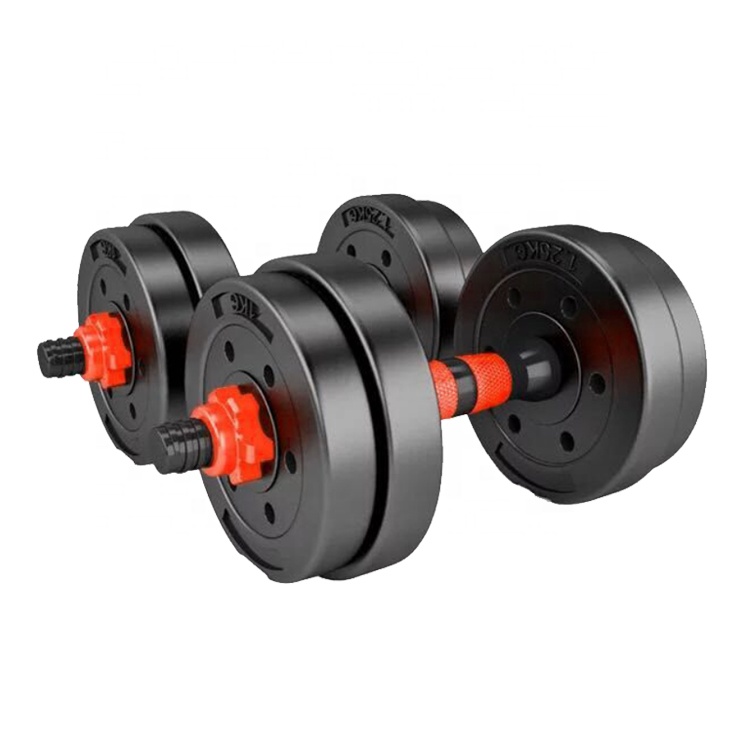 10kg Gym Equipment PVC Rubber Plastic Coated Handle Cement Set Adjustable Dumbbell Set