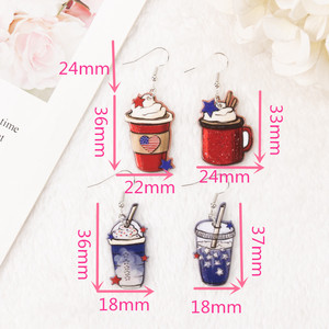 1 par de pendientes colgantes del Día DE LA Independencia del 4 de Julio café acrílico para mujer regalo de cumpleaños - Product Image 2