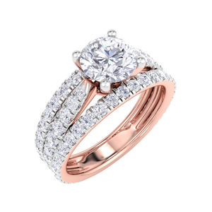 Luxury 18K Rose Gold Plated Round Cut Moissanite Engagement <b>Ring</b> <b>Set</b> Multi Row Pave Bridal Wedding <b>Ring</b> for <b>Women</b> - Product Image 5