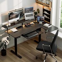 Bureau d'angle ergonomique électrique réglable en hauteur en forme de L pour le travail, le bureau et la maison